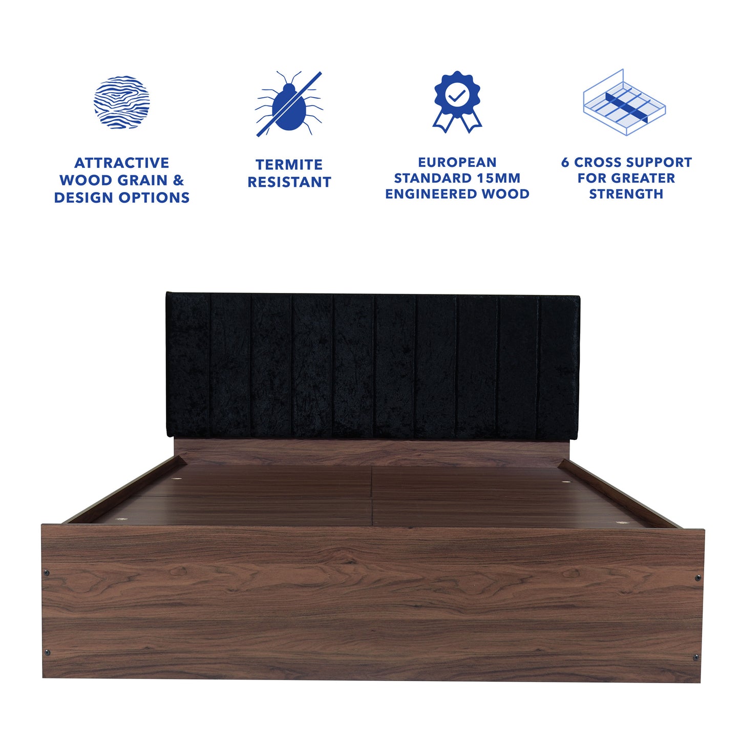 Samskara Bed With Premium Leatherette Fabric And Box Storage - Queen Bed