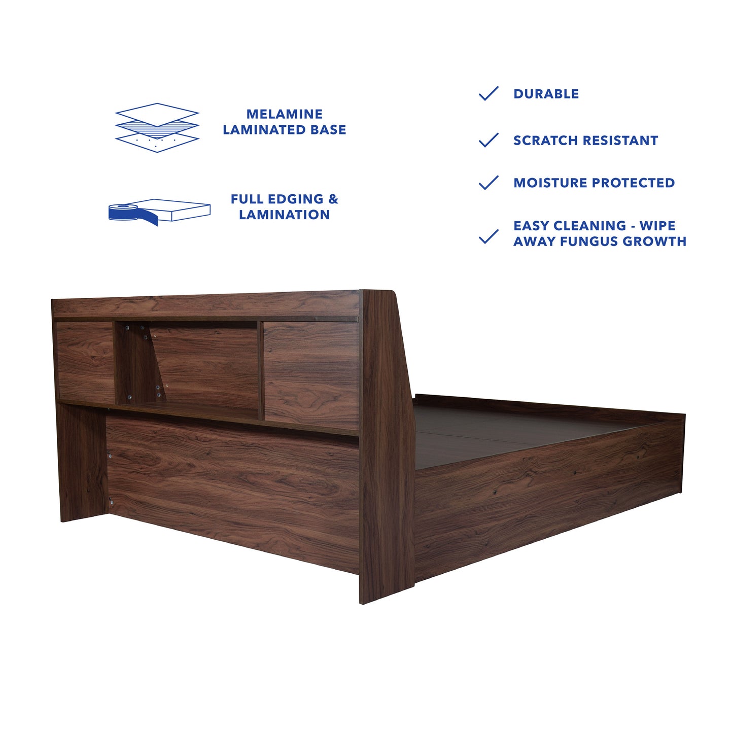 Timber Engineered Wood Queen Bed With Solidwood Features - Box Storage 8.0